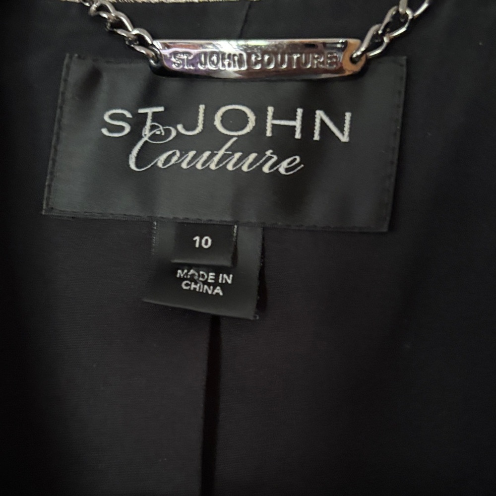 St. John Leopard Print Black and Gold Blazer - Picture 3 of 5